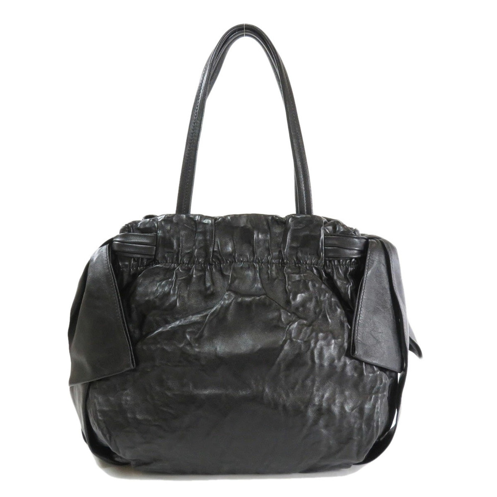 Prada bag leather Side black Bow crinkled nappa Black